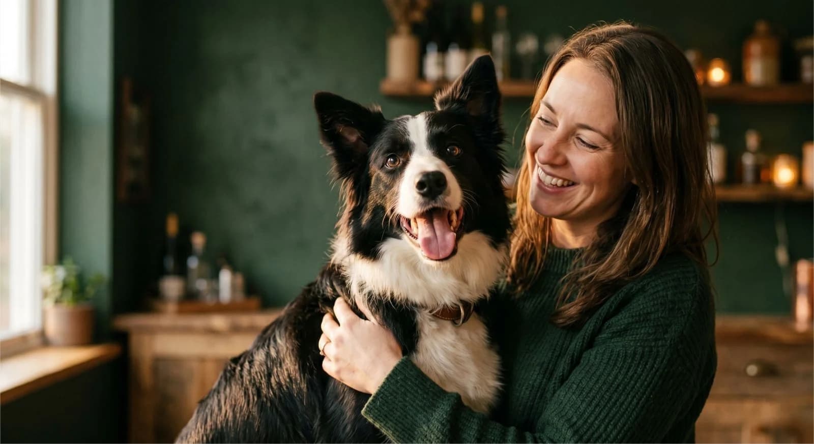 Hundebesitzerin mit Border Collie - NutriPaws Vorsorgeplan für ganzheitliche Haaranalysen